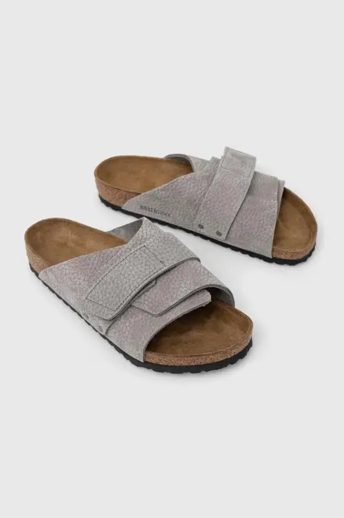 Замшевые шлепанцы Birkenstock KYOTO мужские цвет серый 1024502