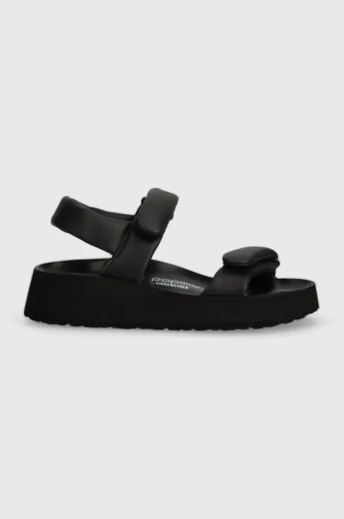 Кожаные сандалии Birkenstock Theda женские цвет чёрный на платформе 1026877