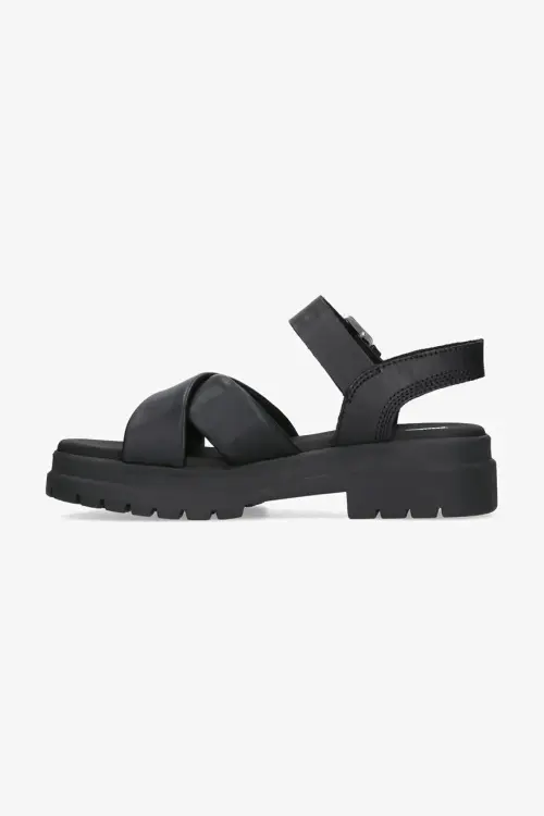 Кожаные сандалии Timberland London Vibe цвет чёрный на платформе