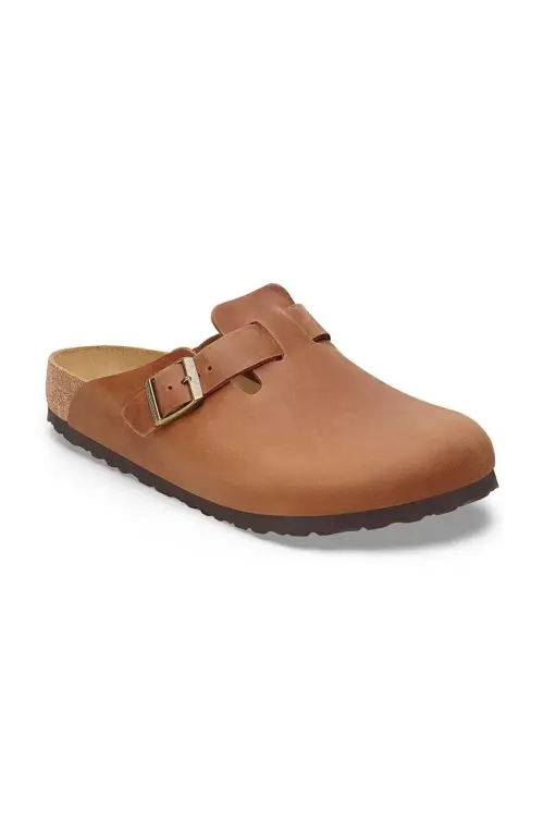 Шлепанцы из нубука Birkenstock Boston цвет коричневый 1028179