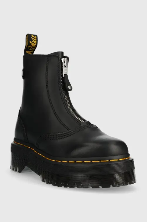 Кожаные полусапожки Dr. Martens Jetta женские цвет чёрный на платформе DM27656001-Black