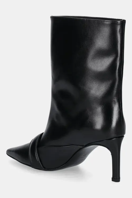 Кожаные полусапожки Coperni Ankle Heeled Belt Boots цвет чёрный на шпильке