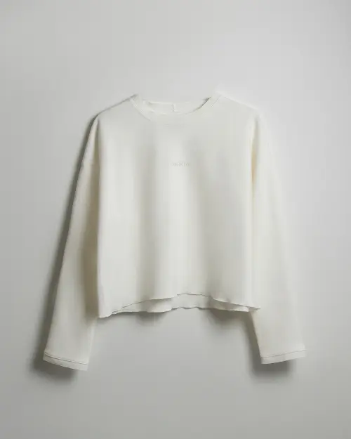 Tassha Yu Logo Cropped Longsleeve Milk White