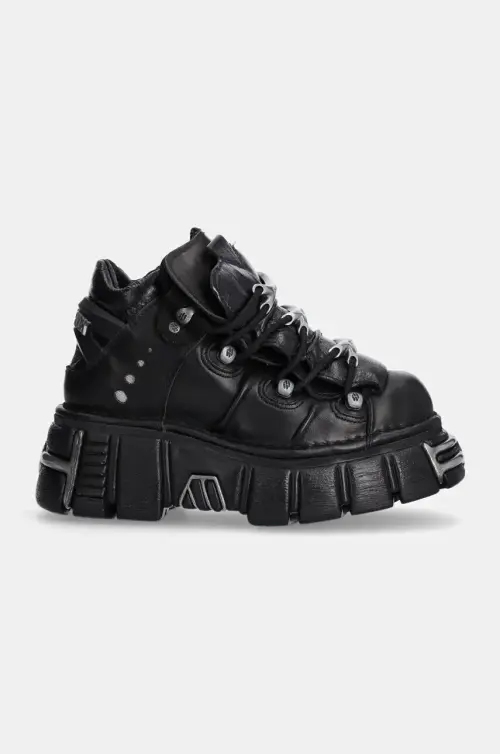 Кожаные кроссовки New Rock Itali Negro + Nomada Negro + Tower Negro Acero цвет чёрный M-106-S1