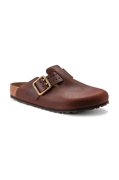 Кожаные шлепанцы Birkenstock Boston Bold Gap мужские цвет коричневый 1022589