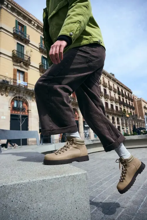 Ботинки из нубука Birkenstock Jackson 2.0 цвет бежевый на плоском ходу