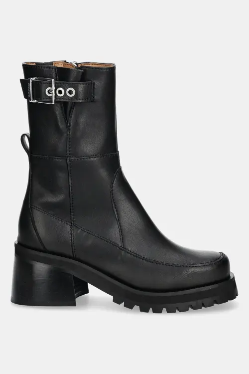 Полусапожки GANNI Feminine Buckle Platform Boot женские цвет чёрный каблук кирпичик S2784