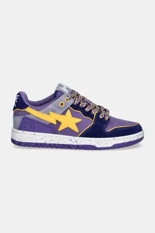 Кожаные кроссовки A Bathing Ape SK8 STA #4 цвет фиолетовый 1K80291313