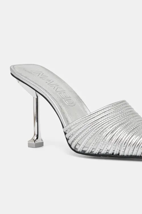 Кожаные шлепанцы Naked Wolfe Chromed цвет серебрянный Chromed Silver Leather