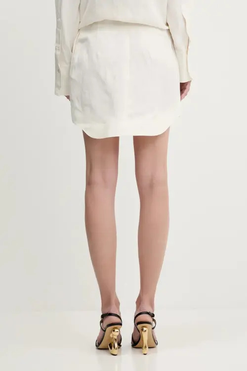Юбка из смесового льна JW Anderson Curved Hem Mini цвет бежевый mini прямая SK0185.PG1690.002