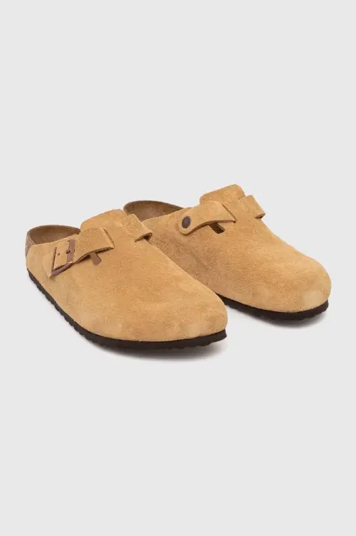 Замшевые шлепанцы Birkenstock Boston мужские цвет бежевый 1026181