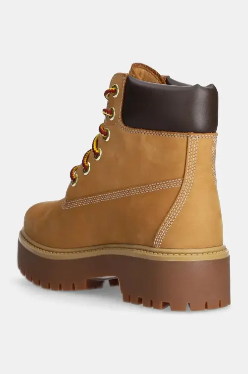Нубуковые ботинки Timberland Stone Street цвет коричневый на платформе слегка утеплённый
