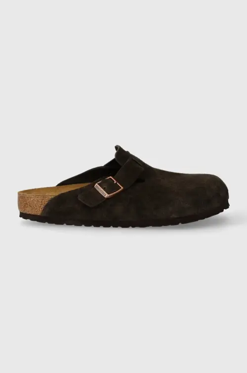 Замшевые шлепанцы Birkenstock Boston мужские цвет коричневый 60901