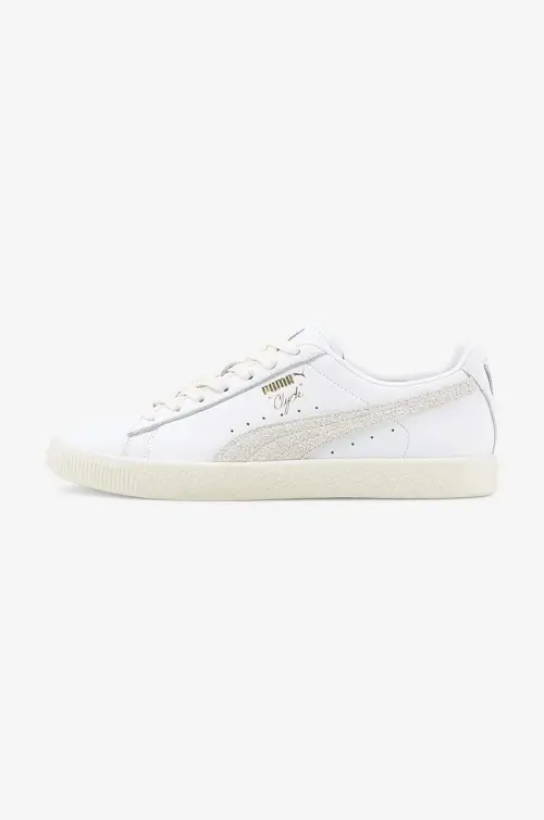Кожаные кроссовки Puma Clyde Base цвет белый 390091.01-white