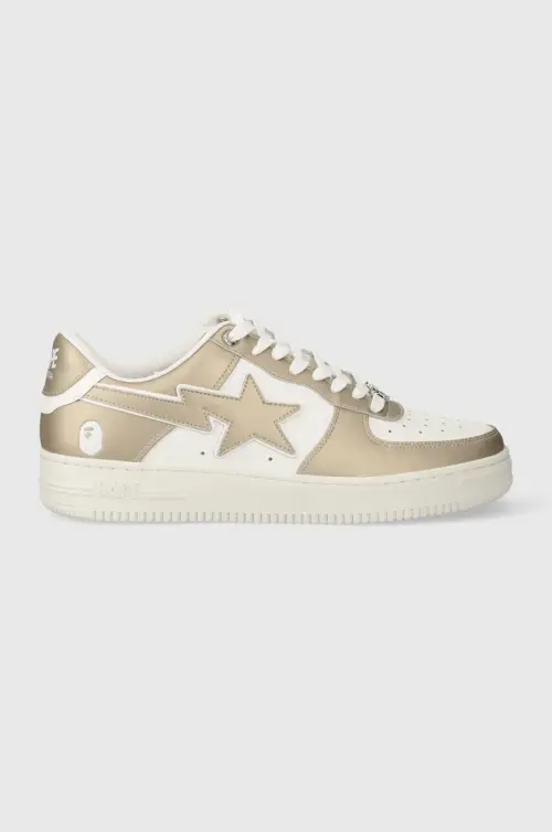 Кожаные кроссовки A Bathing Ape Bape Sta #4 M1 цвет золотой 1J80191053