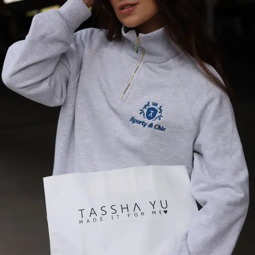 Tassha Yu S&C Zip Blazon Sweatshirt Melange 