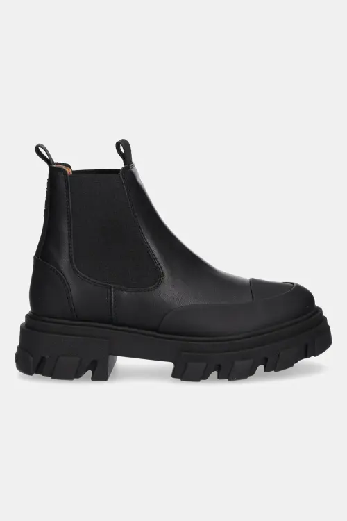 Ботинки GANNI Cleated Low Chelsea Boot цвет чёрный на плоском ходу
