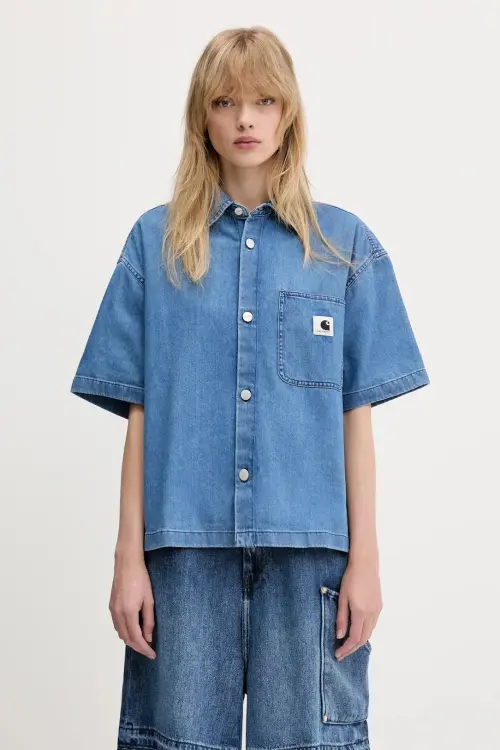 Джинсовая рубашка Carhartt WIP S/S Lovilia Shirt relaxed классический воротник I034558
