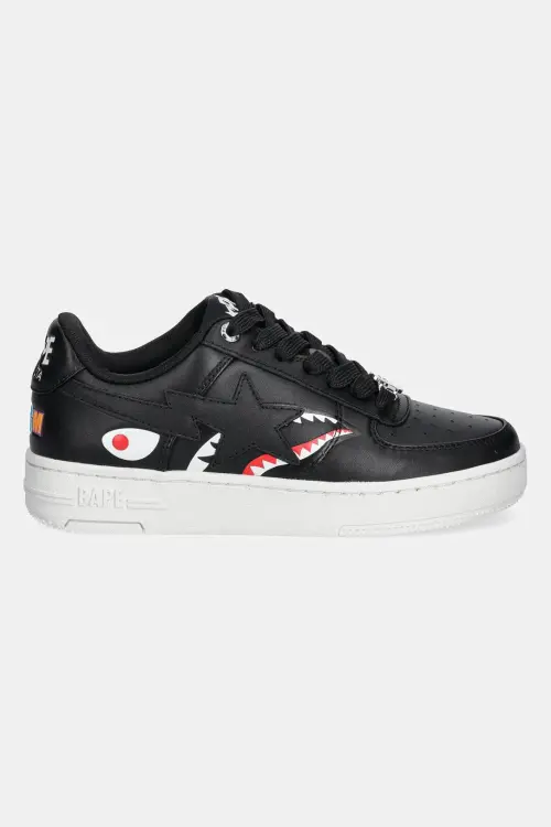 Кожаные кроссовки A Bathing Ape Shark Bape Sta L цвет чёрный 1K80291307